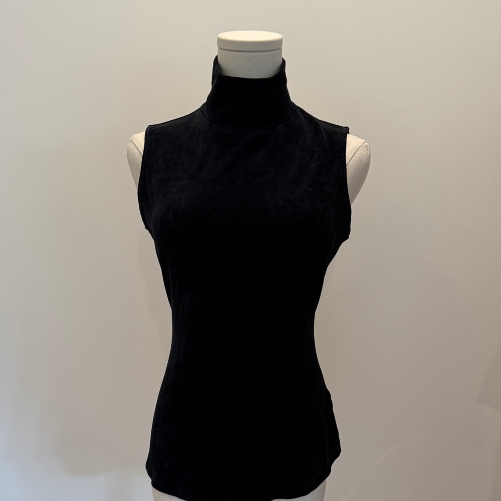 Theory Velvet sleeveless black turtleneck